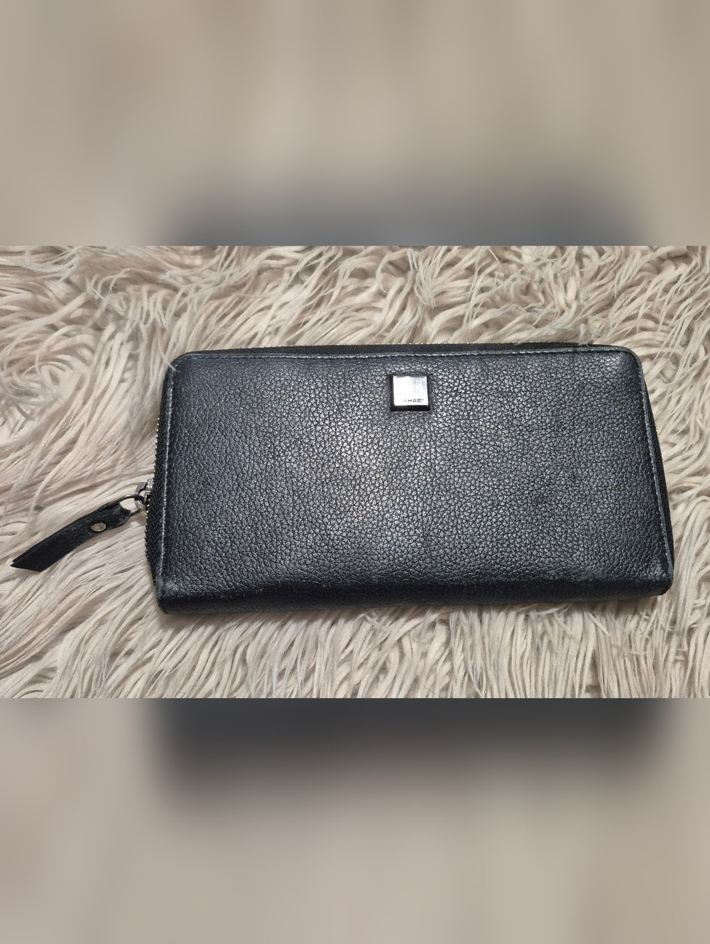 Tahari Black Pebbled Leather Wallet